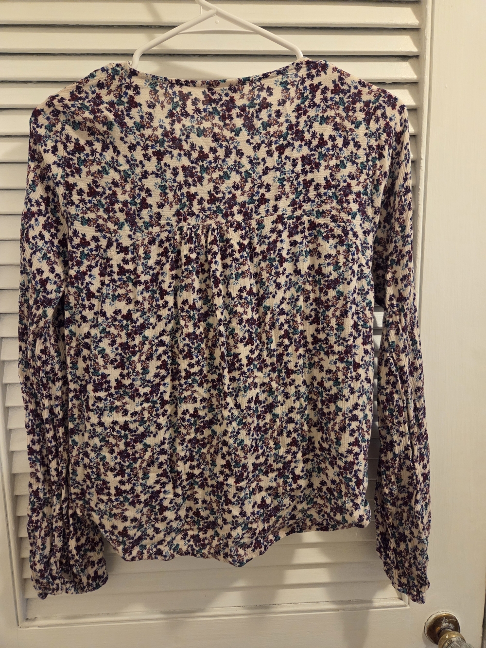 Floral Tie-Front Long Sleeve Women's Top - Picture 4 of 7